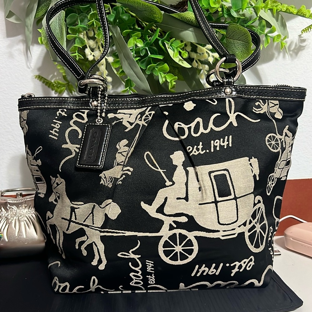 Coach Black and Cream Tote Bag